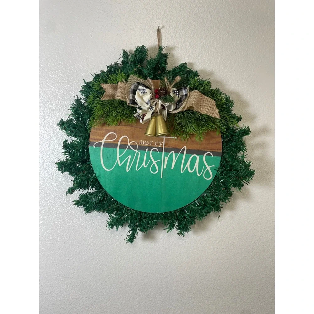 Christmas Wreath Unbranded Home Decor OS Green Excellent Rustic Farmhouse‎ Bells